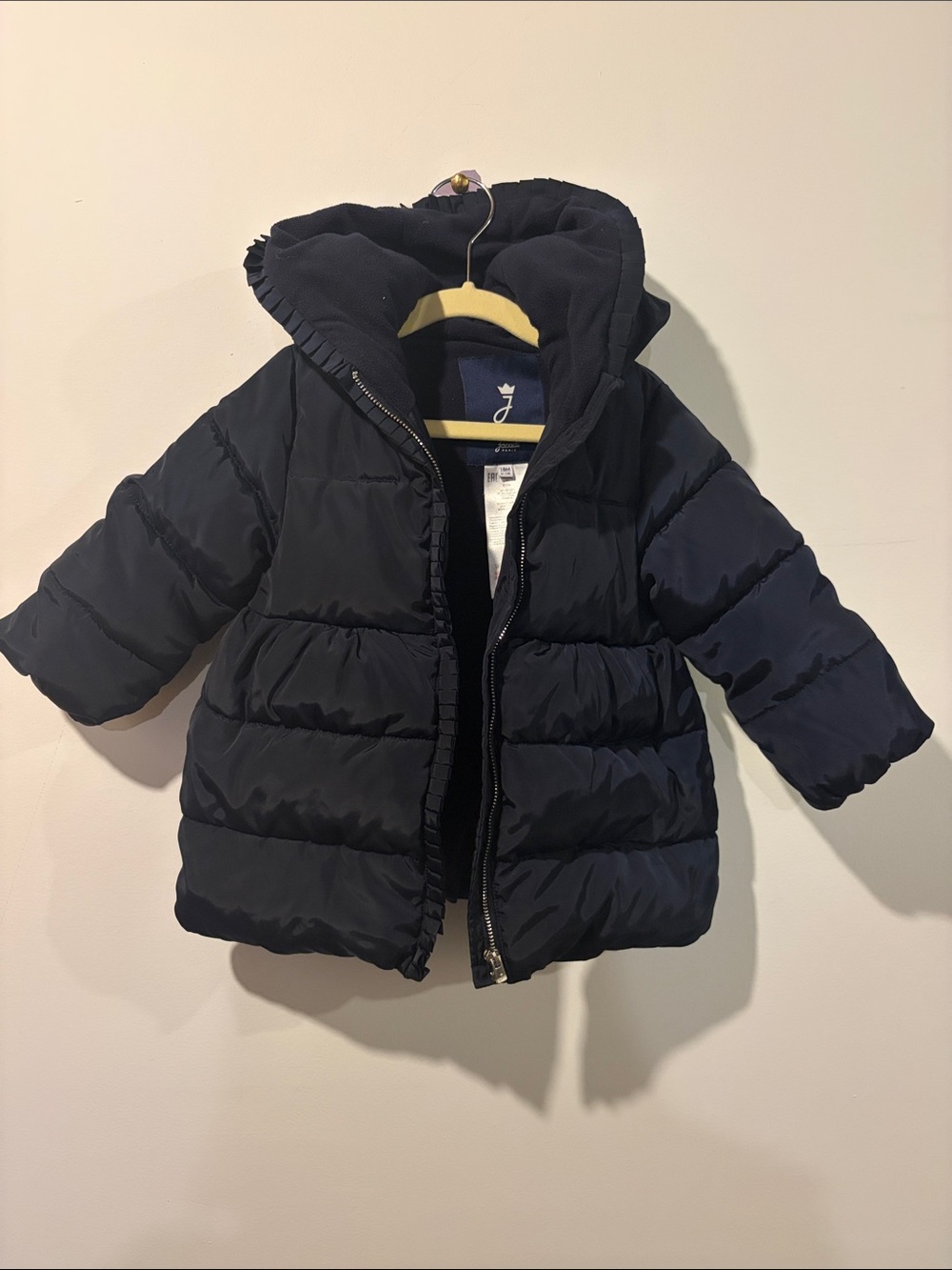 JACADI Navy Puffer Coat with Hood - Warm Winter Jacket 18 Months